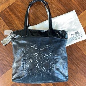 BEAUTIFUL COACH C1171-17041 AUDREY LEIGH LEATHER & PATENT TOTE BAG - BLACK